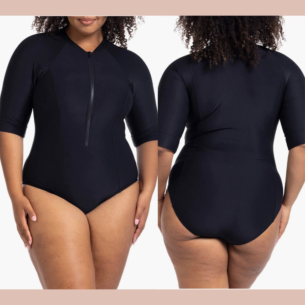 NWT $160 Artesands [ 24 US ] Sunsafe One-Piece Swimsuit in Black‎ #7034